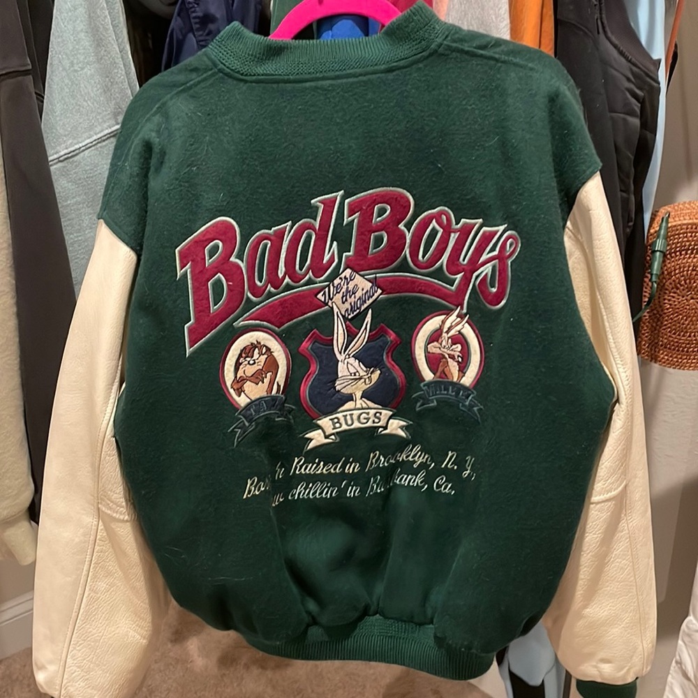 ACME Men's M Looney Tunes Varsity Jacket Leather Warner Brothers Bad Boys
